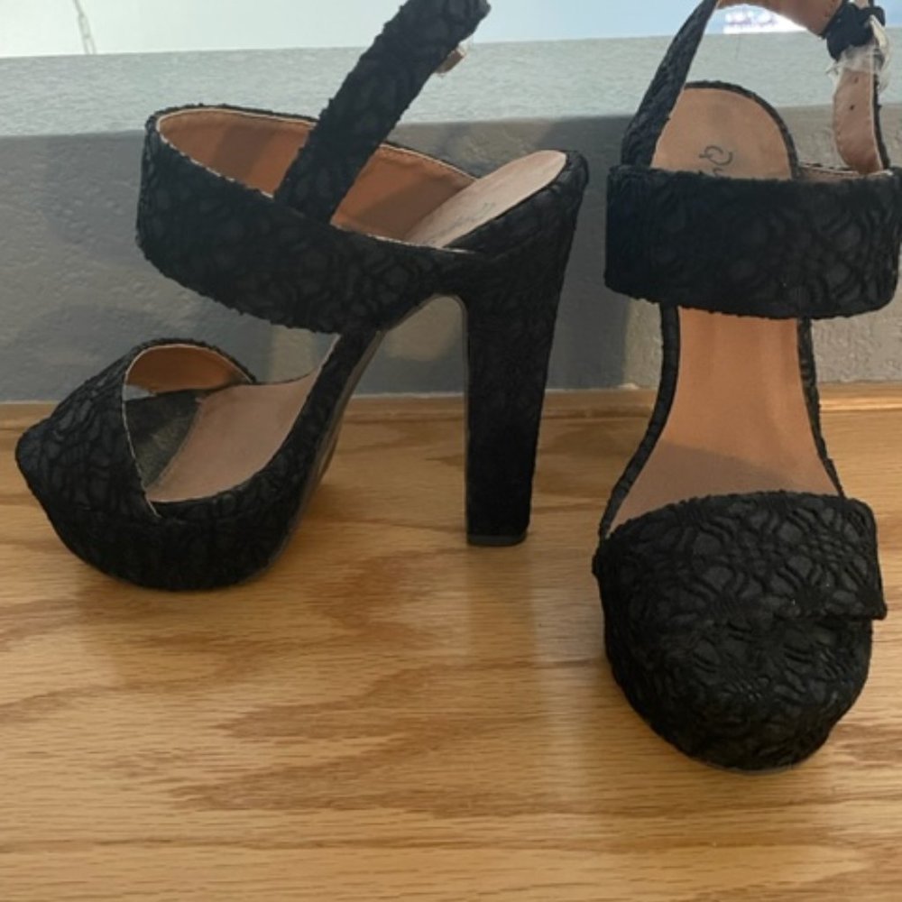 Quipid Black Lace Stilettos